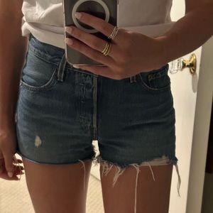 Levi’s cutoff mid-rise denim shorts, size 26 (fits more like a 25 I’d say)